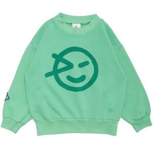 Wynken Slouch Sweatshirt Smiley face Logo Kids 4 Years Tropical Green New Unisex